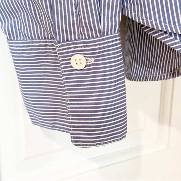 ZARA JEWEL APPLIQUÉ POPLIN STRIPE BLUE WHITE SHIRT - Picture 5 of 9